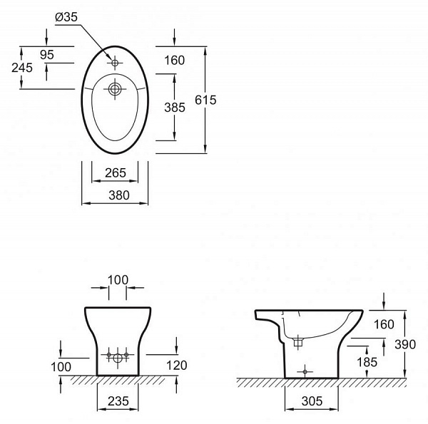 Биде напольное Jacob Delafon Presquile E1348-00