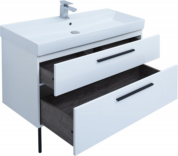 Тумба под раковину Aquanet Nova 100 белый глянец 00249922