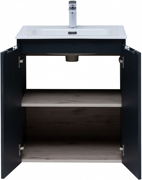 Тумба под раковину Aquanet Алвита New 60 2 дверцы, антрацит 00277523