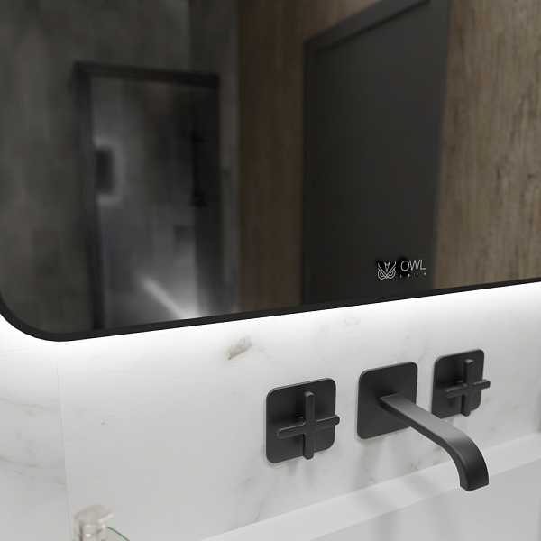 Gryning Зеркало с LED подсветкой и сенсором, 1000х700 черный контур