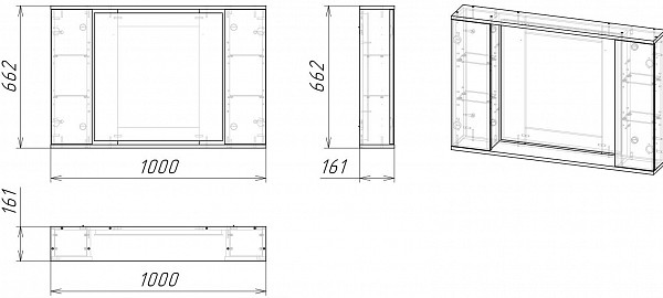 Зеркало-шкаф LED "Дэрри 100", бетон / цемент, 2 части