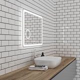 Зеркало LEO (800*800*45) LED с сенсорным выкл.,гравировкой,подогревом и увеличительным стеклом