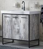 Тумба под раковину Corozo Айрон 90 с корзиной, черный/антик SD-00000386