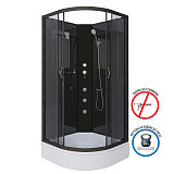 Душ.каб. NG-6501-14BKG (900х900х2000) средний поддон(26см) стекло ТОНИРОВАННОЕ алюм черный 4 места