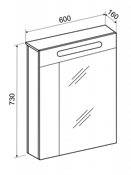 Зеркальный шкаф Сигма 60 Правый