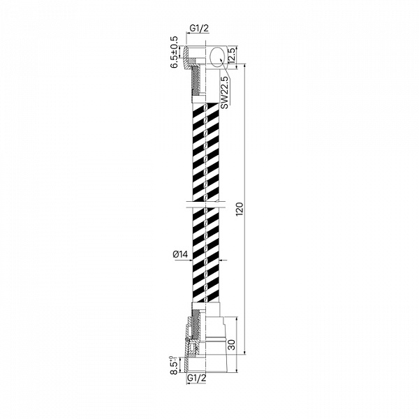 Шланг для душа, черный матовый, силиконовый, 1,2м, Optima Home, IDDIS, OPH12BLi19