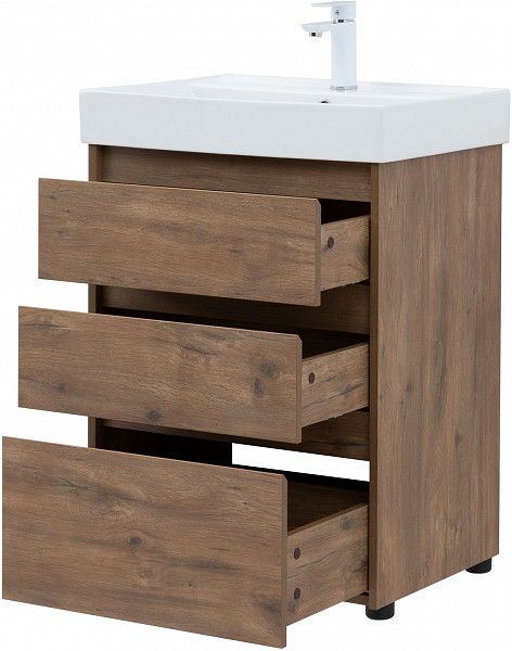 Тумба под раковину Aquanet Nova Lite 60 дуб рустикальный (3 ящика) 00302471