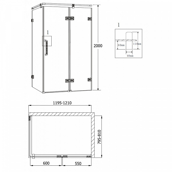 Душевой уголок Grossman Status ST-120BRQR 120x80