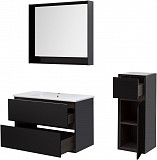 Тумба под раковину Aquanet Милан 100 черный глянец 00269299