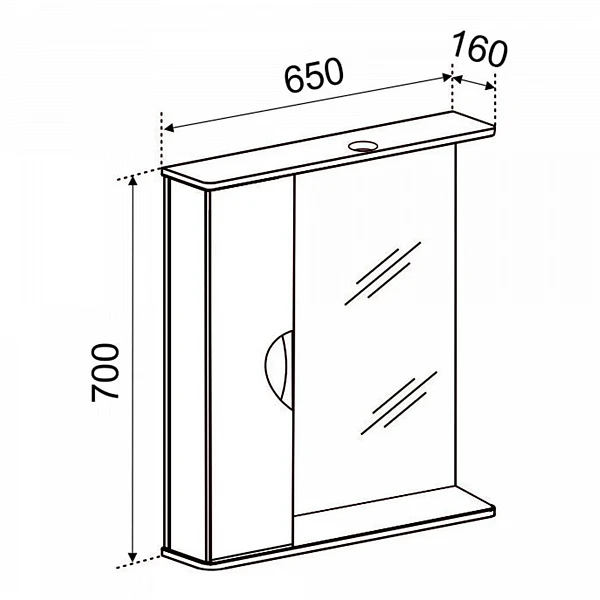 Зеркало со шкафчиком Emmy Милли (Левое) 65х70