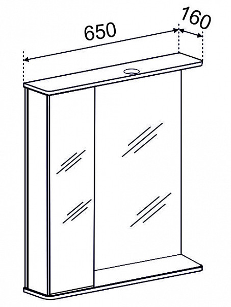 Зеркальный шкаф ДЖЕРСИ 65 с подсветкой Левый