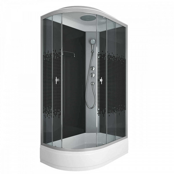 Душ.каб. NG-3524-14R BLACK (1200х800х2150) низкий поддон(26см) стекло  МОЗАИКА 4 места