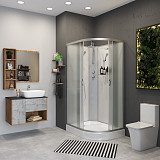 Душ.каб. NG-3312-14LBKT (1200х800х2100-2400) низкий поддон(13см) стекло МАТОВОЕ 3 места