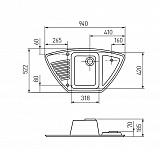 Мойка для кухни Aquaton Лория угловая серая 1A715032LR230