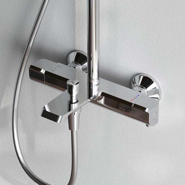 F078F500 Func, душ. система: см-ль д/ванны/душа с ТМС, душ.штанга, верхн. душ квадр., ручн.душ, хром