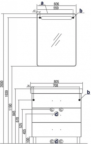 Тумба под раковину Акватон Америна 76 см 1A169101AM010