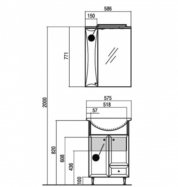 Тумба под раковину Акватон Джимми 52 см 1A068201DJ010