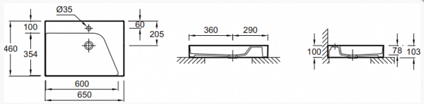 Раковина Jacob Delafon Rythmik Pure 65x46 см EVN112-00 левая