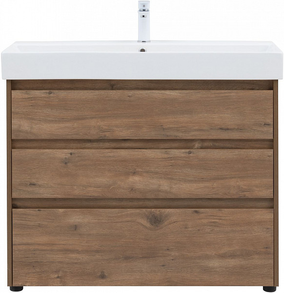 Тумба под раковину Aquanet Nova Lite 100 дуб рустикальный (3 ящика) 00302480