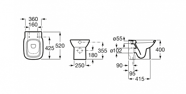 Унитаз (чаша) Roca Debba приставной 347996000 без сиденья, под скрытый бачок