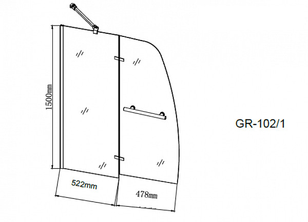 Стеклянная шорка на ванну Grossman  150х100 см GR-102/1