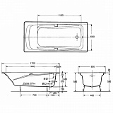 Чугунная ванна Jacob Delafon Repos 180x85 с отверстиями под ручки E2903-00