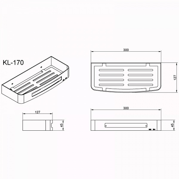Полка AZARIO прямоугольная одноэтажная, хром (AZ-170)