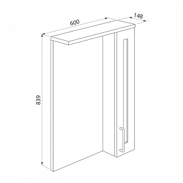 Шкаф-зеркало, 60 см, Sena, IDDIS, SEN6000i99