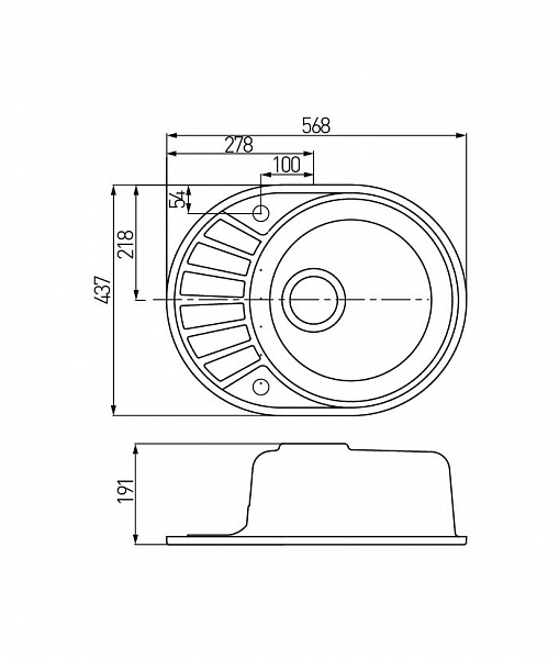 Мойка для кухни Aquaton Чезана круглая с крылом серый шелк 1A711232CS250