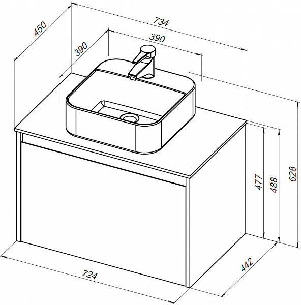 Тумба под раковину Aquanet Nova Lite 75 дуб рустикальный (1 ящик) 00249514