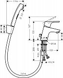 Смеситель для раковины с биде и ручным душем Hansgrohe Focus E2 31926000