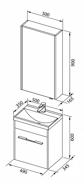 Тумба под раковину Aquanet Августа 50 белый (ручки хром) 00274140