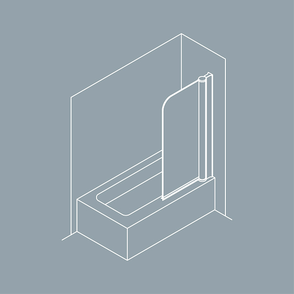 Шторка для ванны "KOLLER POOL" одноэлементная Aqua Line MP93 750x1300 прозрачная Transparent  5мм CALC FREE хром