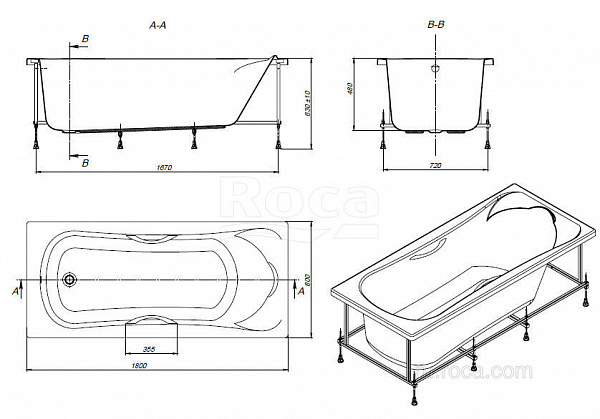 Акриловая ванна Roca BeCool 180x80 ZRU9302782