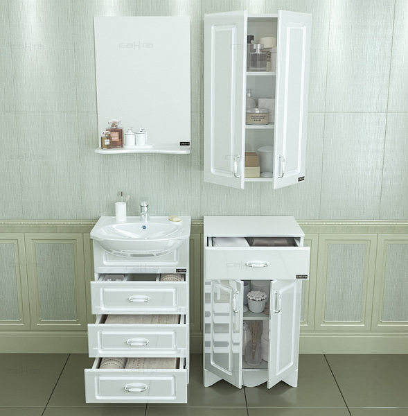 Тумба под раковину Верона 50 3 ящика напольная Санта 700115