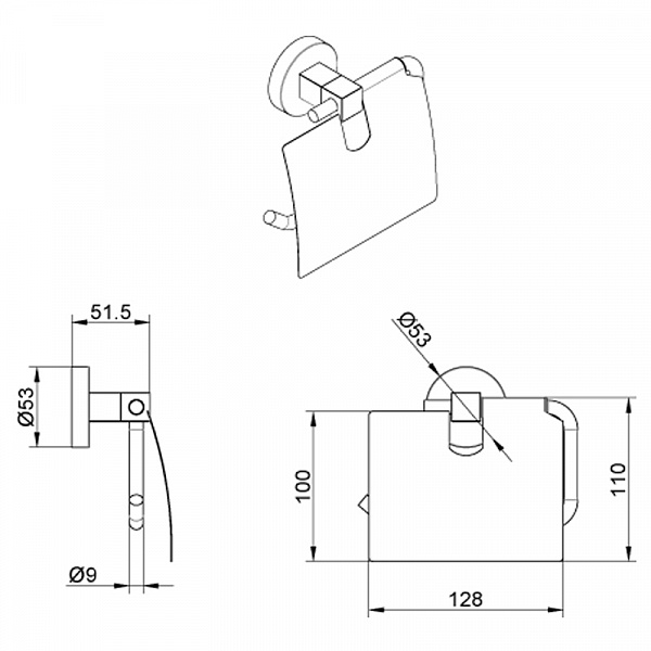 Бумагодержатель с крышкой AZARIO NESSY, хром (AZ-73110)