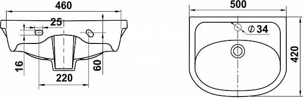 Умывальник мебельный СИТИ 50 (КЕРАМИН)