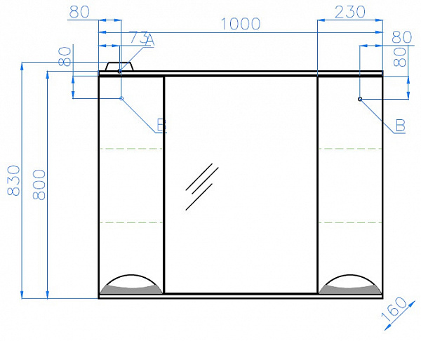 Зеркальный шкаф Style Line Жасмин 100х83 со светом