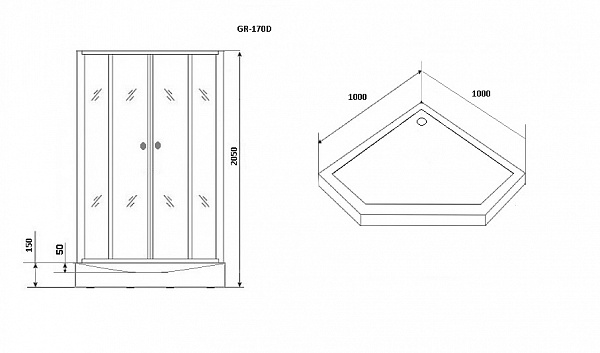 Душевая кабина GR170D 100х100 Grossman Classic