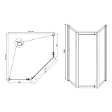 Calypso 100*100  МАТОВОЕ СТЕКЛО (1 подв. + 2 неподв.) БРОНЗА