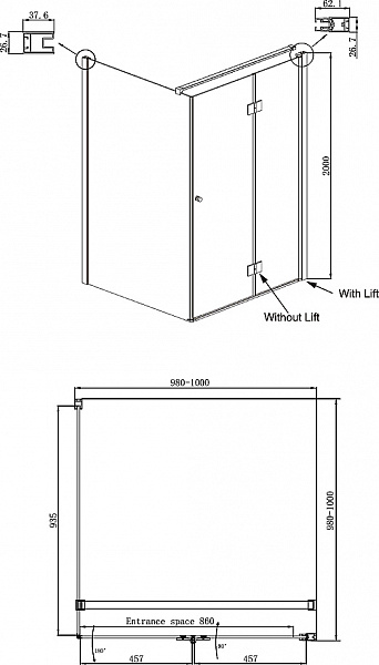 Душевое ограждение Ambassador Diamond 12011106R