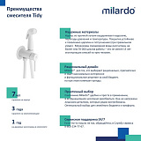 Встраиваемый смеситель с гигиеническим душем, белый матовый, Tidy, Milardo, 001WTR0M08