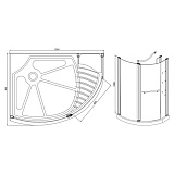 Поддон акриловый P52  950*1240*150мм L /Pandora/ с сифоном