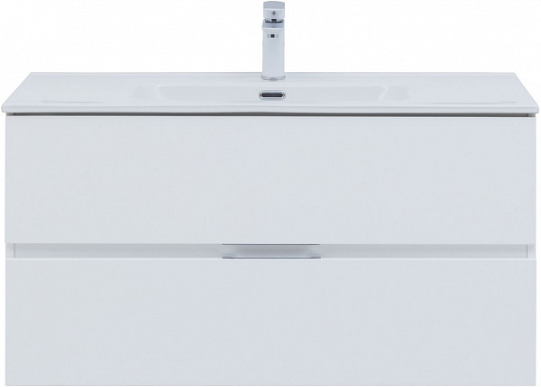 Тумба под раковину Aquanet Алвита New 100 2 ящика, белый матовый 00277518