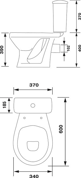 Унитаз-компакт Оскольская керамика Суперкомпакт Стандарт, горизонтальный выпуск
