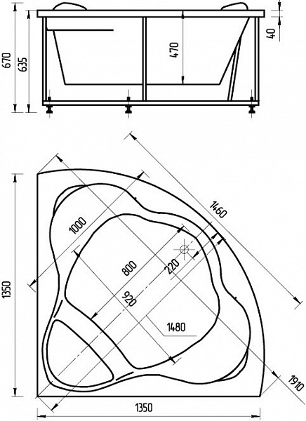 Акриловая ванна Aquatek  Галатея 135x135 GAL135-0000022