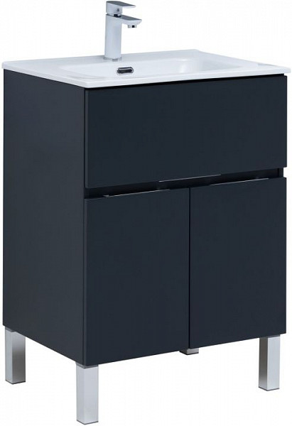 Тумба под раковину Aquanet Алвита New 60 1 ящик, 2 дверцы, антрацит 00277547