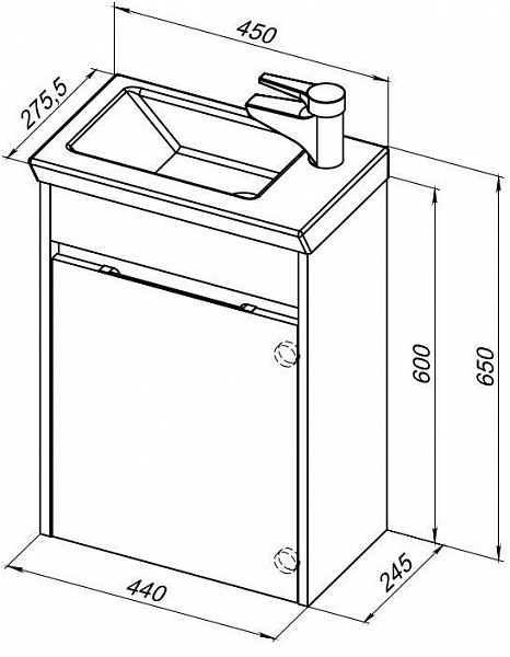 Тумба под раковину Aquanet Дувр 45 белый 00182607