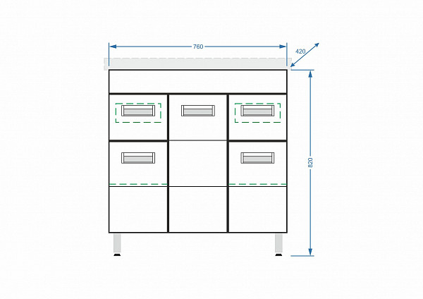 Тумба "Фиора 80", 2 ящ., Сомо 80