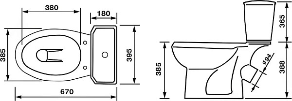 Унитаз-компакт Оскольская керамика Элисса Комфорт с микролифтом, нижний подвод воды, косой выпуск